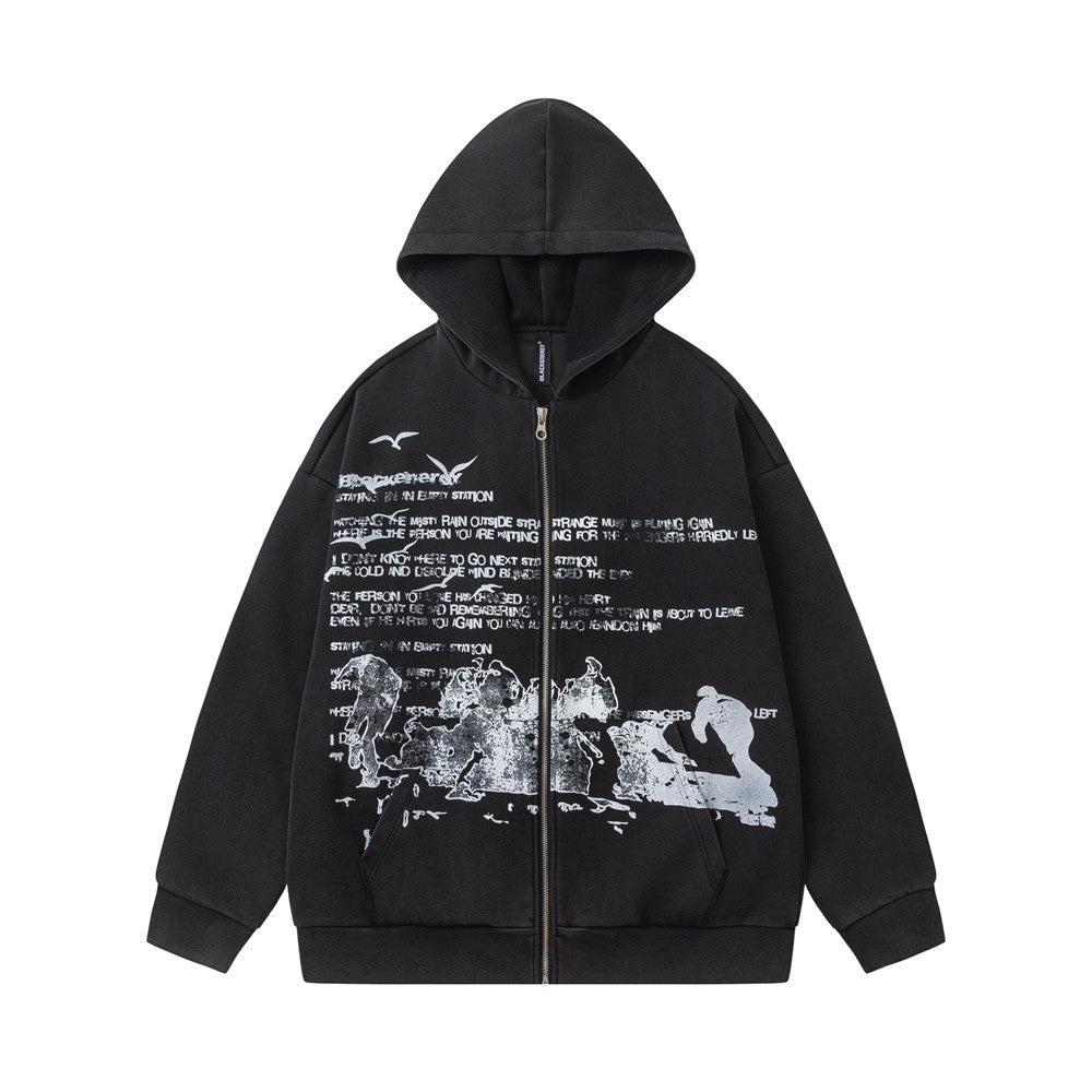 V-Neck Letter-Print Hoodie — streetwear hoodie from SweaterWeather