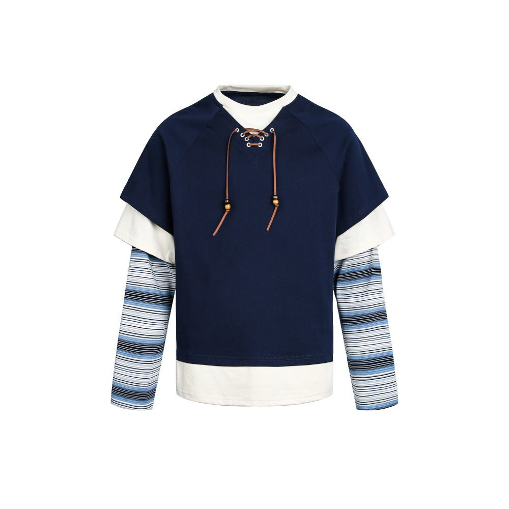Striped Layered-Look Hoodie — streetwear hoodie from SweaterWeather