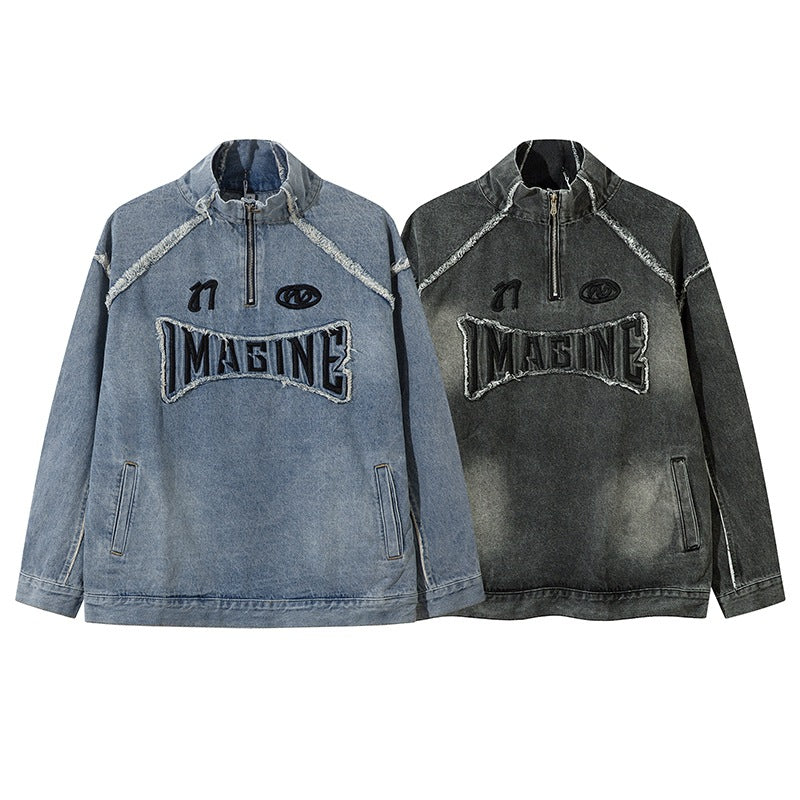 Acid-Wash Hoodie — Blue/Grey — streetwear hoodie from SweaterWeather