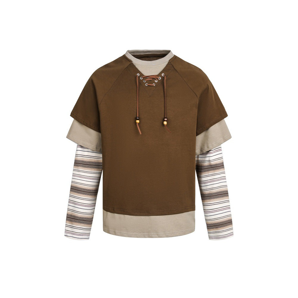 Striped Layered-Look Hoodie — streetwear hoodie from SweaterWeather