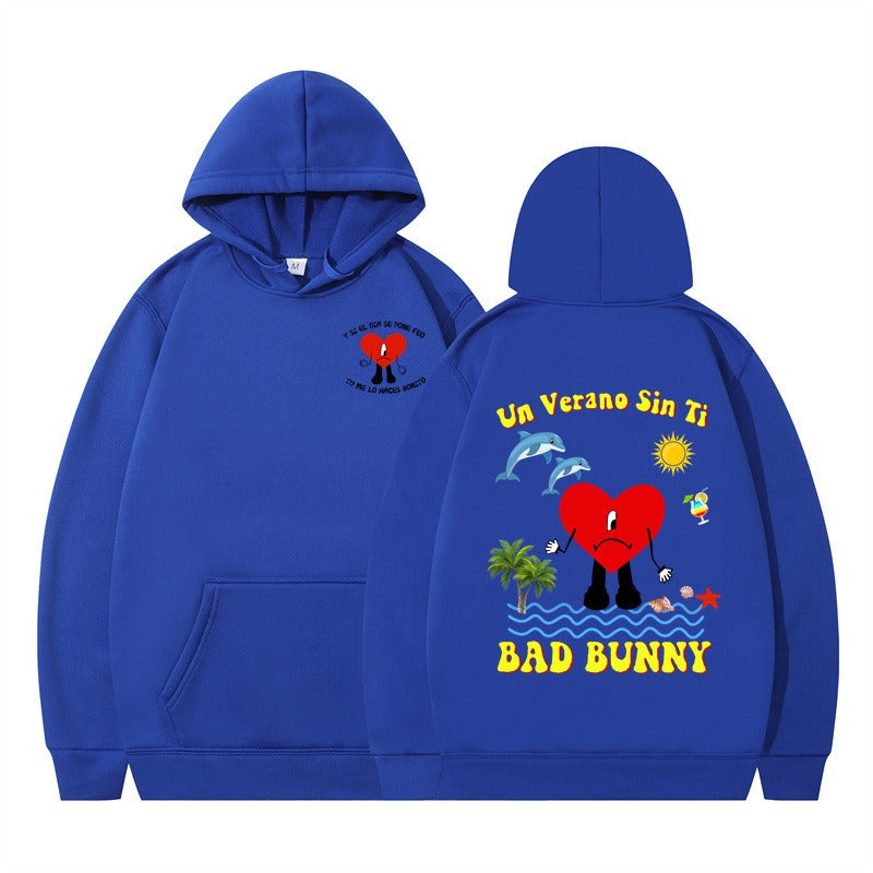 New Album Print Hoodie in Blue-Black — detail view