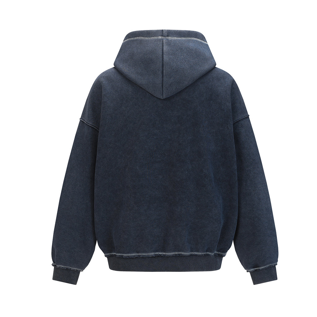 Washed Letter-Print Zip Hoodie — streetwear hoodie from SweaterWeather