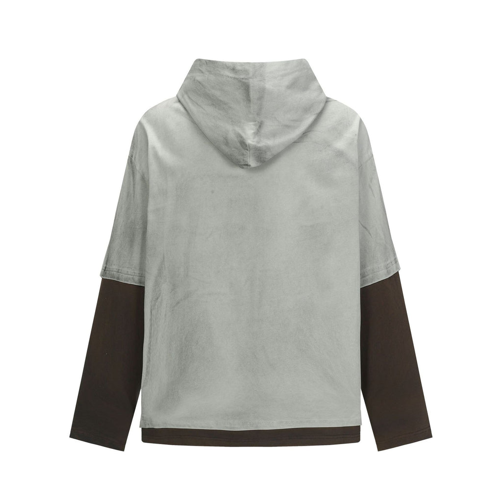 Letter-Print Layered-Look Hoodie — streetwear hoodie from SweaterWeather