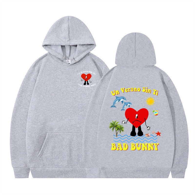New Album Print Hoodie in Khaki-Black — angle shot