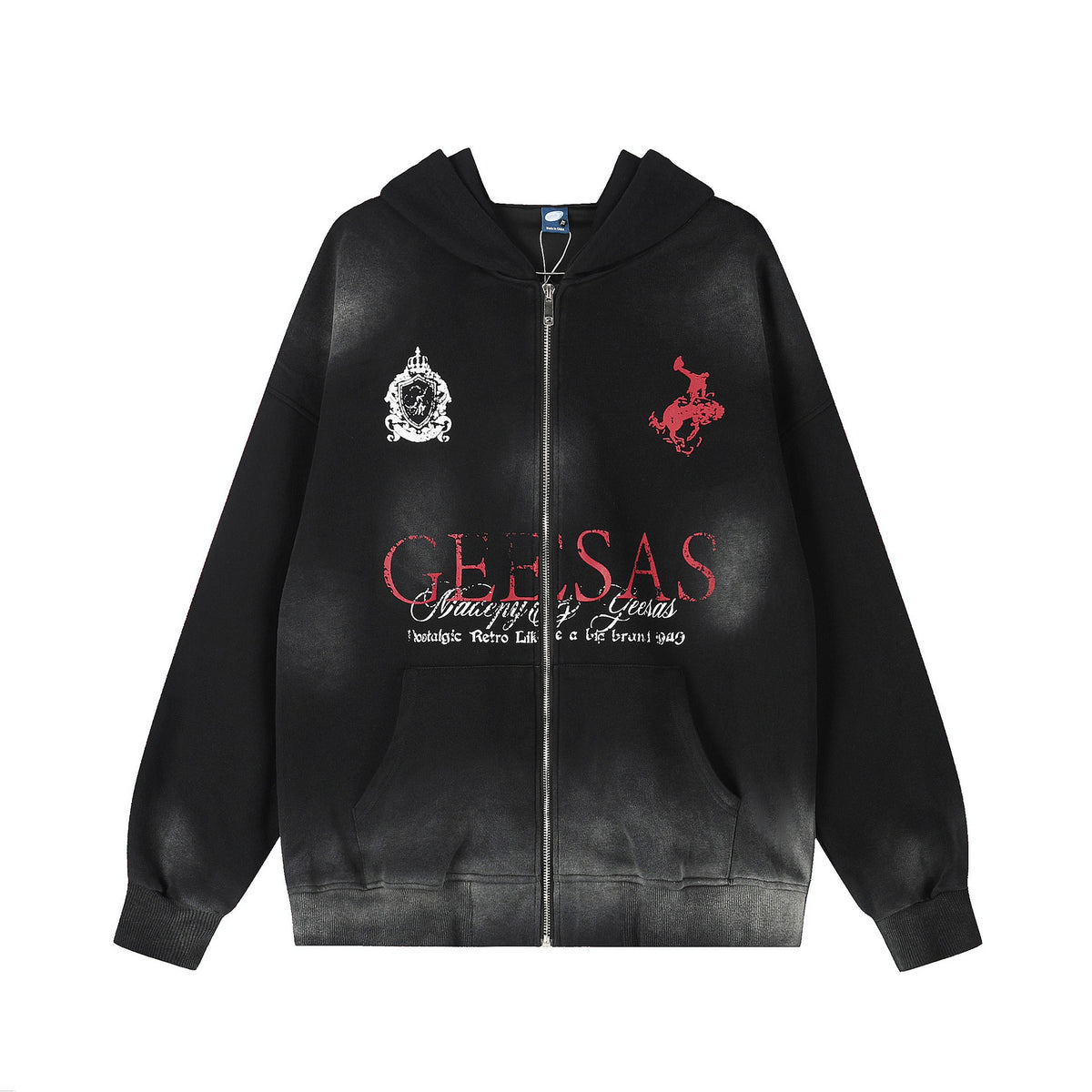 Black Vintage Tie-Dye Hoodie — streetwear hoodie from SweaterWeather