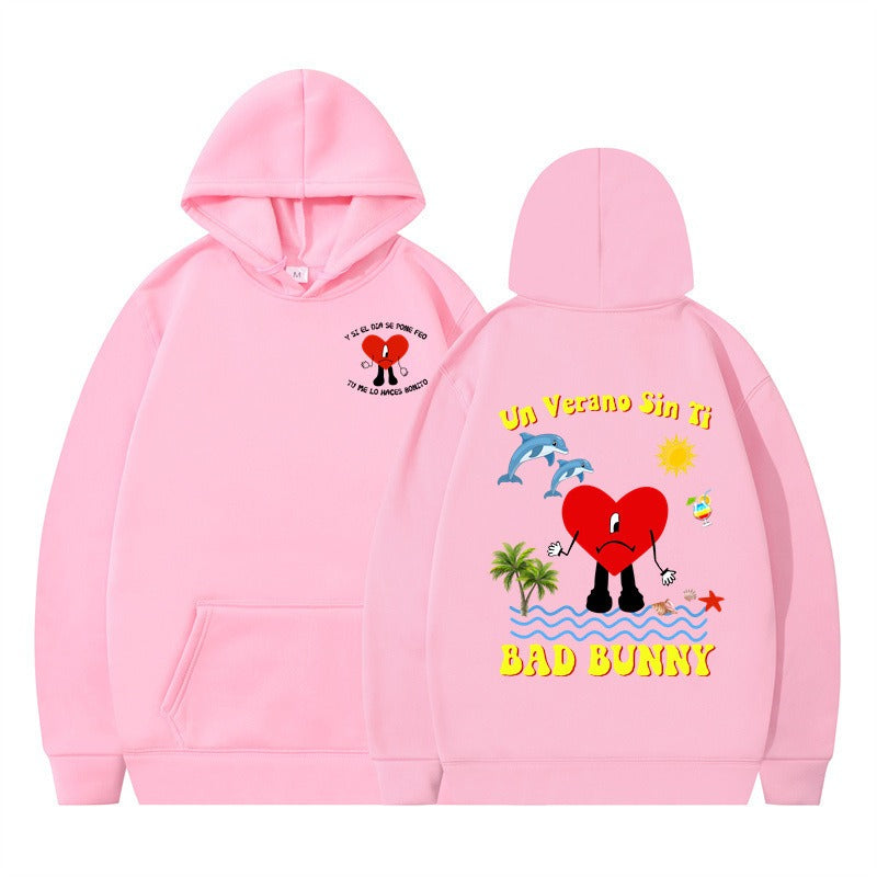 New Album Print Hoodie in Pink-Black — front view
