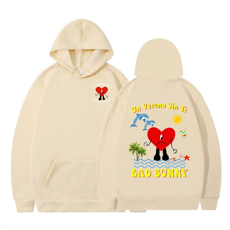 New Album Print Hoodie in Khaki-White — detail view
