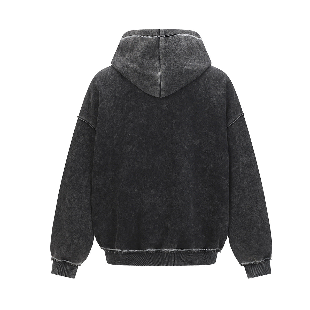 Washed Letter-Print Zip Hoodie — streetwear hoodie from SweaterWeather