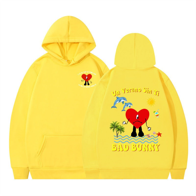 New Album Print Hoodie in Red-Black — back view
