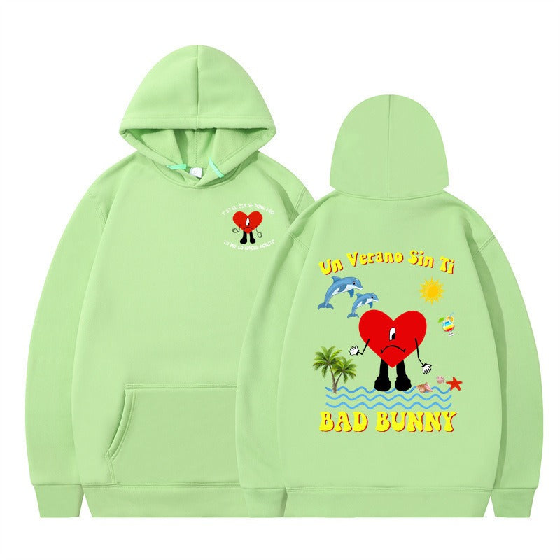 New Album Print Hoodie in Blue-Black — back view