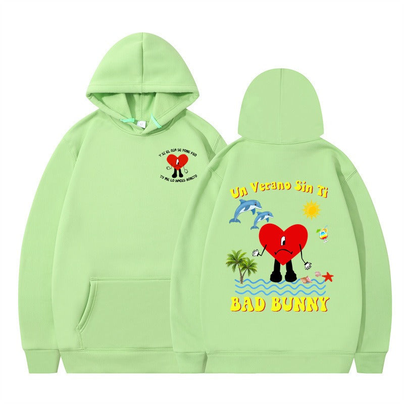 New Album Print Hoodie in Fluorescent Green-Black — styling shot