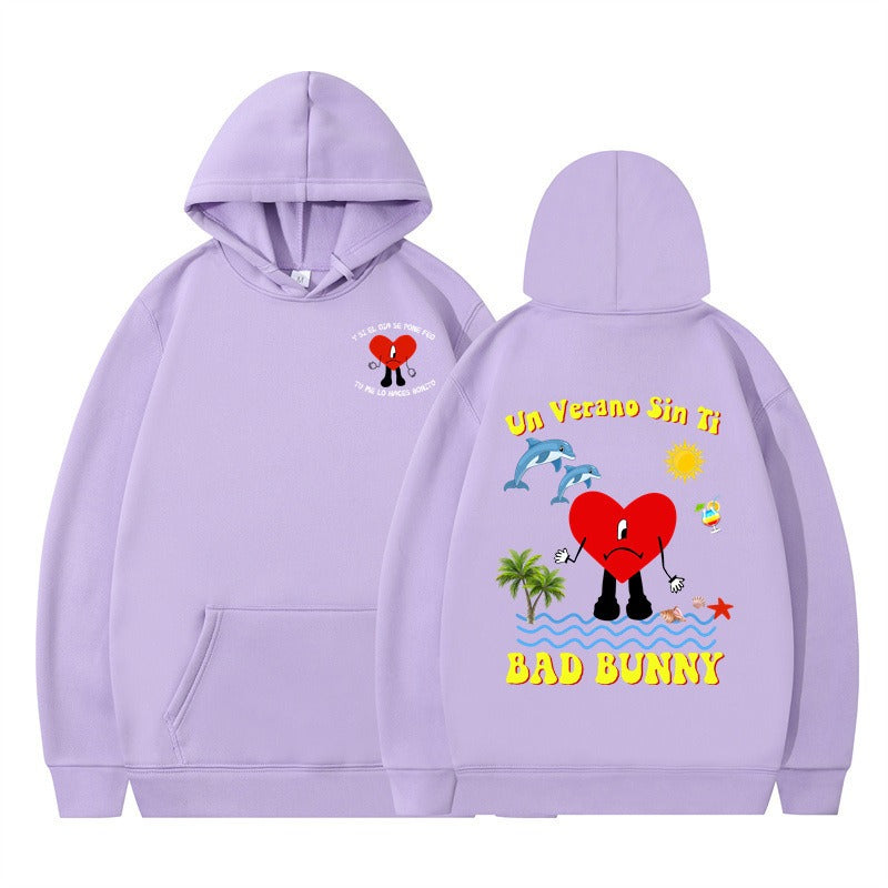New Album Print Hoodie in Orange-Black — styling shot