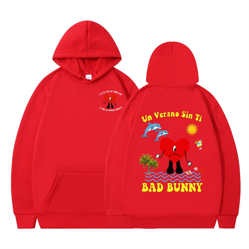 New Album Print Hoodie in Purple-Black — front view