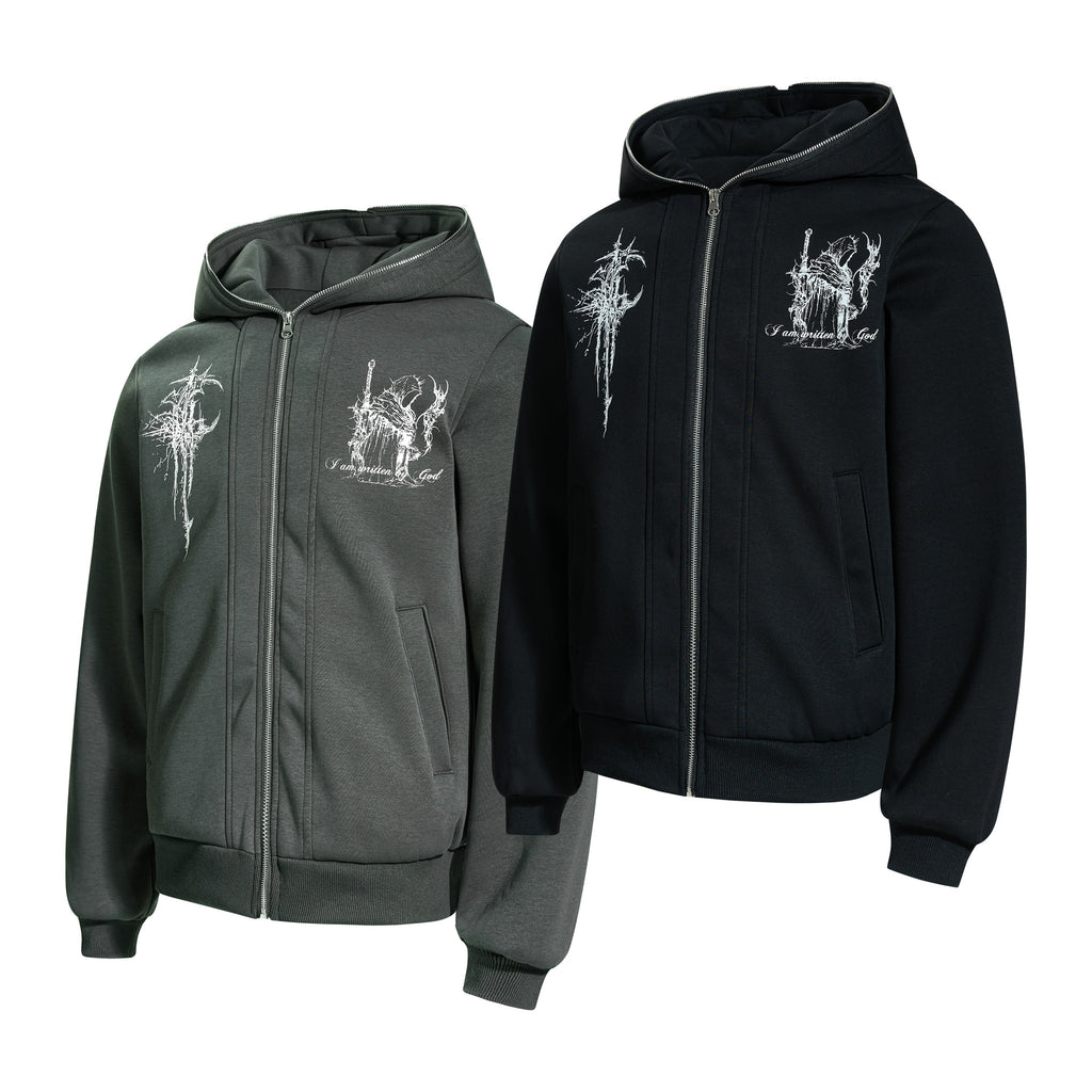 Abstract Two-in-One Hooded Cardigan — streetwear hoodie from SweaterWeather