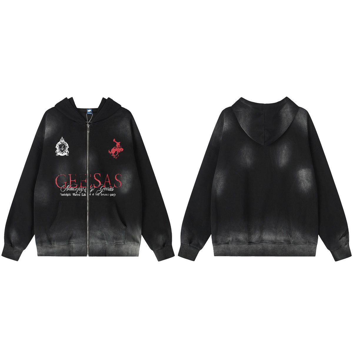 Black Vintage Tie-Dye Hoodie — streetwear hoodie from SweaterWeather
